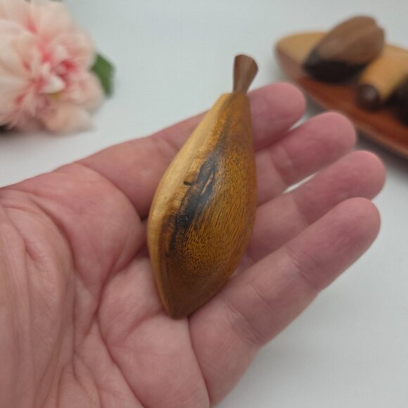 Vintage Rustic Wood Fruits and Tray 6 Piece Hand Made - Picture 12 of 13